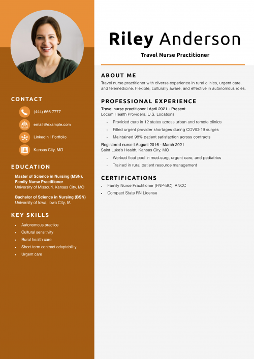 Travel Nurse Practitioner Resume Example 