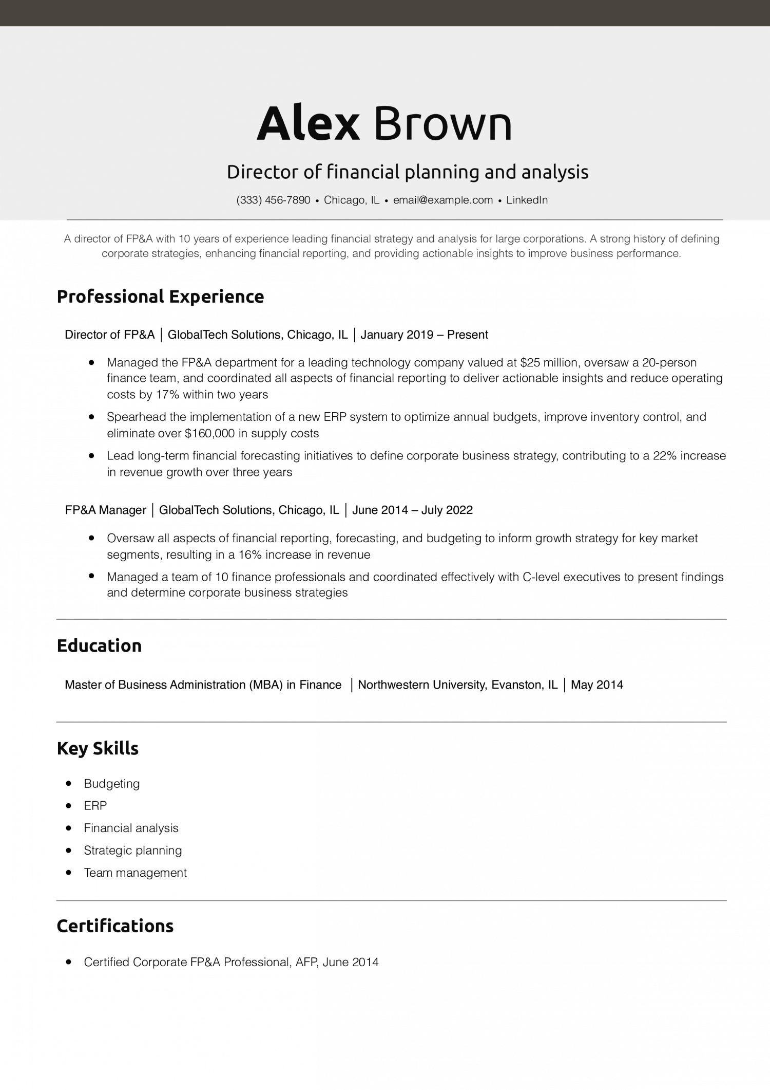 Director of financial planning and analysis