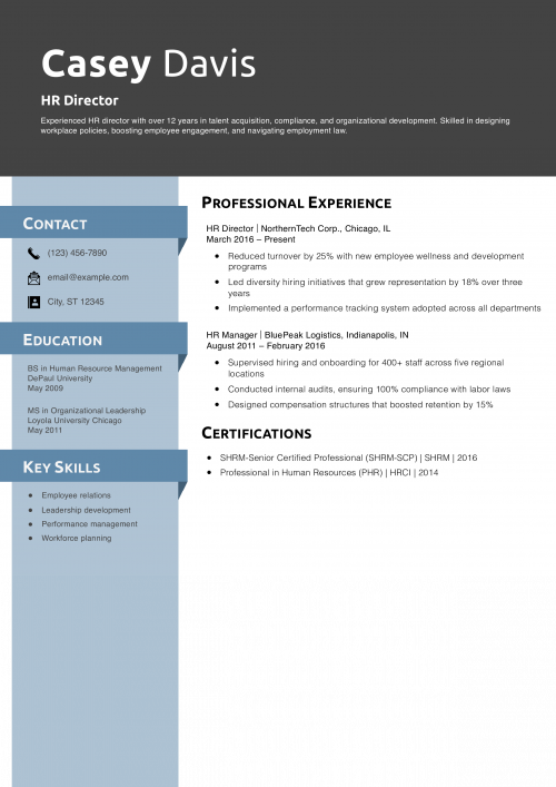 HR Director Resume Example