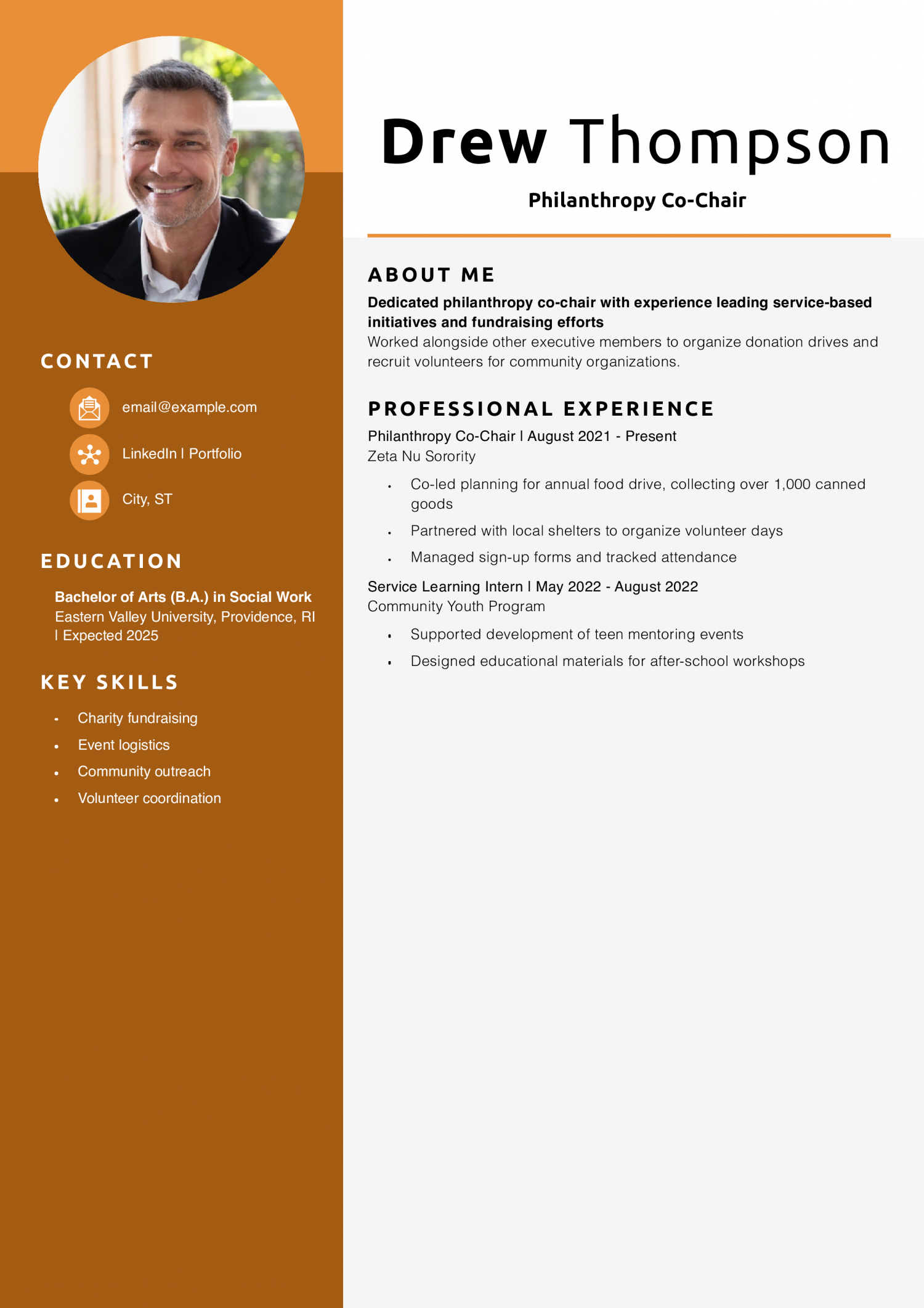 Philanthropy Co-Chair  Resume Example 