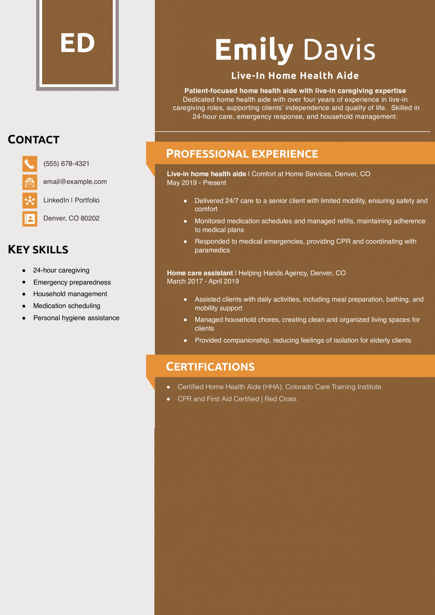 Live-In Home Health Aide