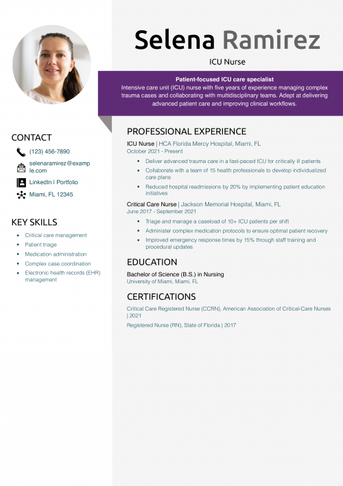 ICU Nurse Resume Example