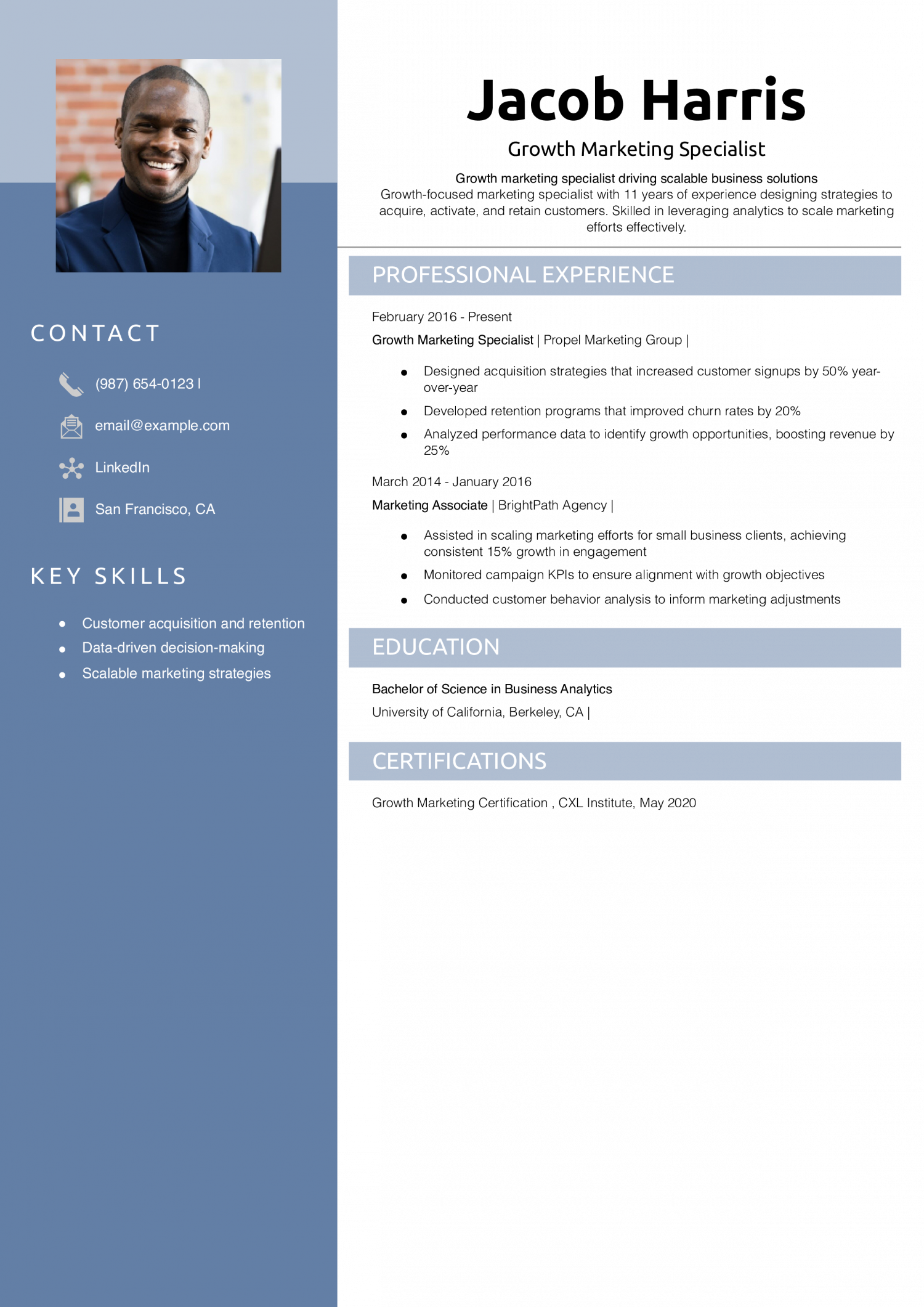 Growth Marketing Specialist Resume