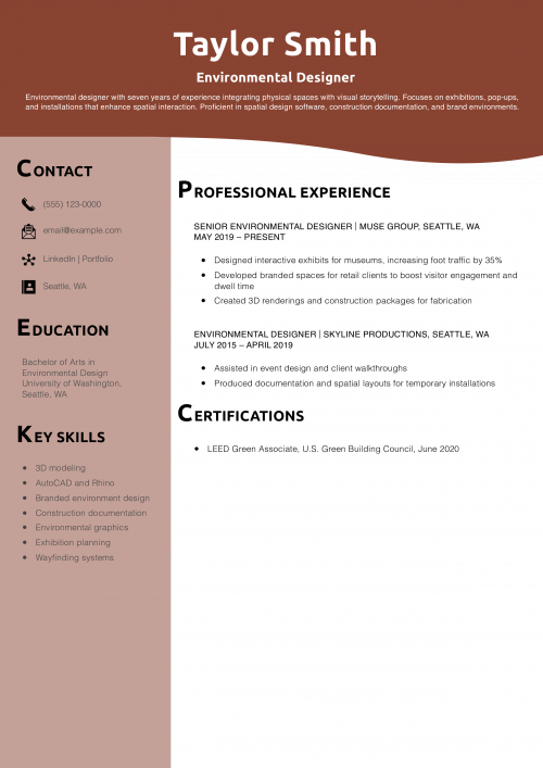 Environmental Designer Resume