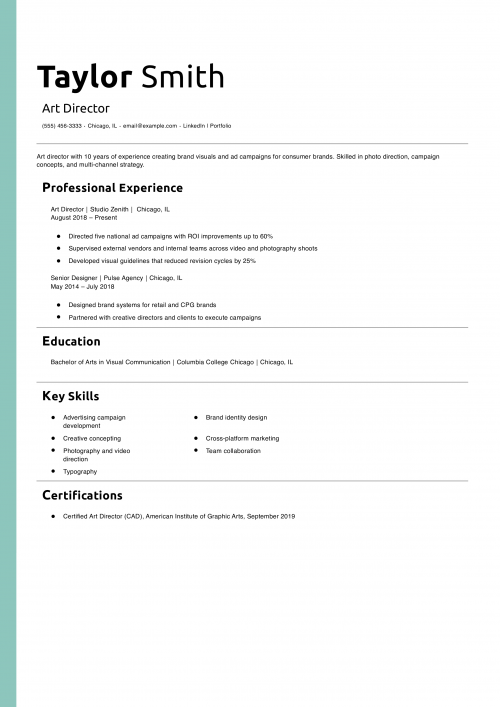 Art Director Resume