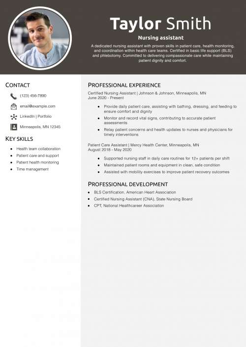 Nursing assistant resume