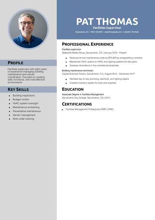 Facilities Supervisor Resume Example 