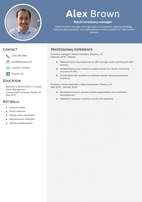 Retail inventory manager resume example