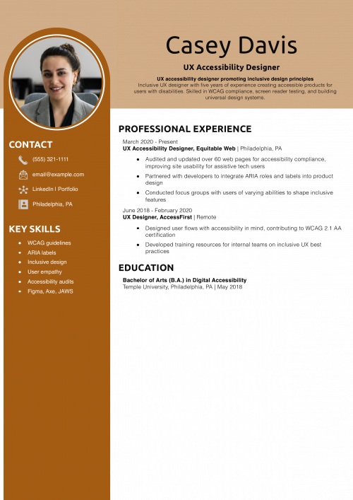 UX Accessibility Designer Resume Example