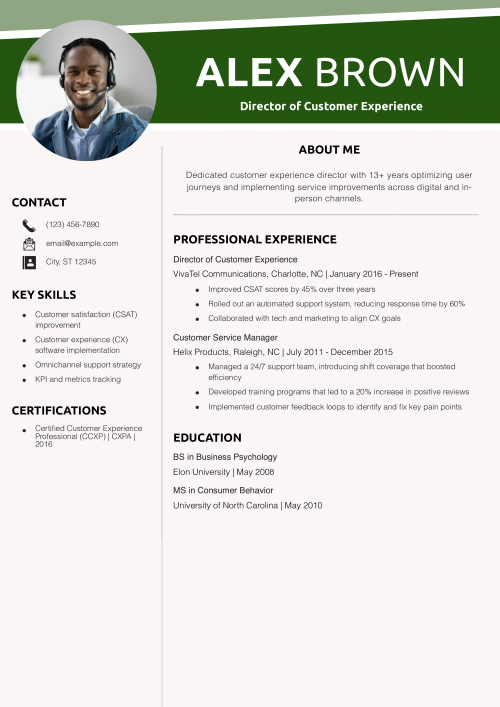 Director of Customer Experience Resume Example