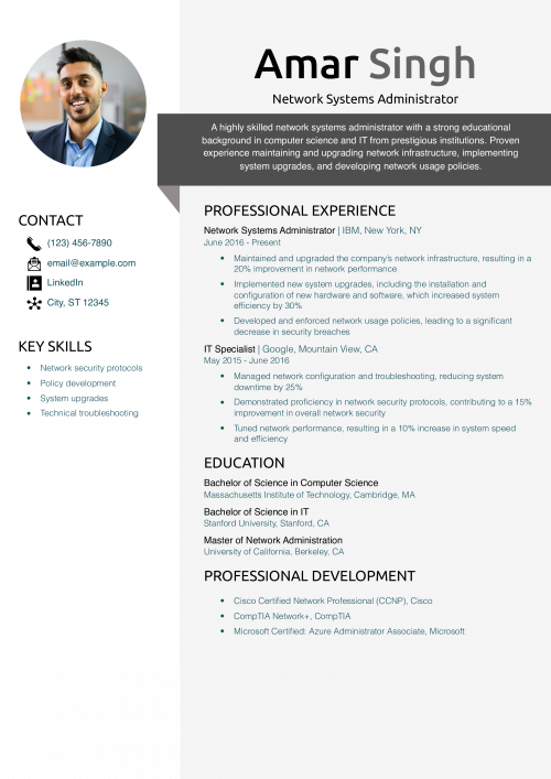 Network Systems Administrator Resume Example