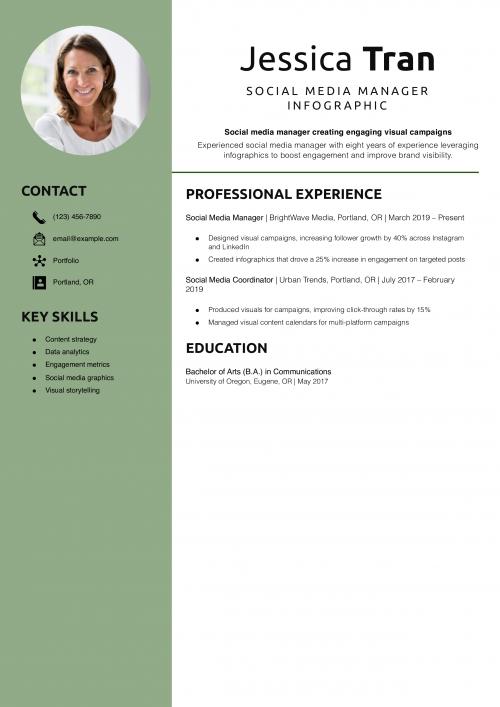Social media manager infographic resume