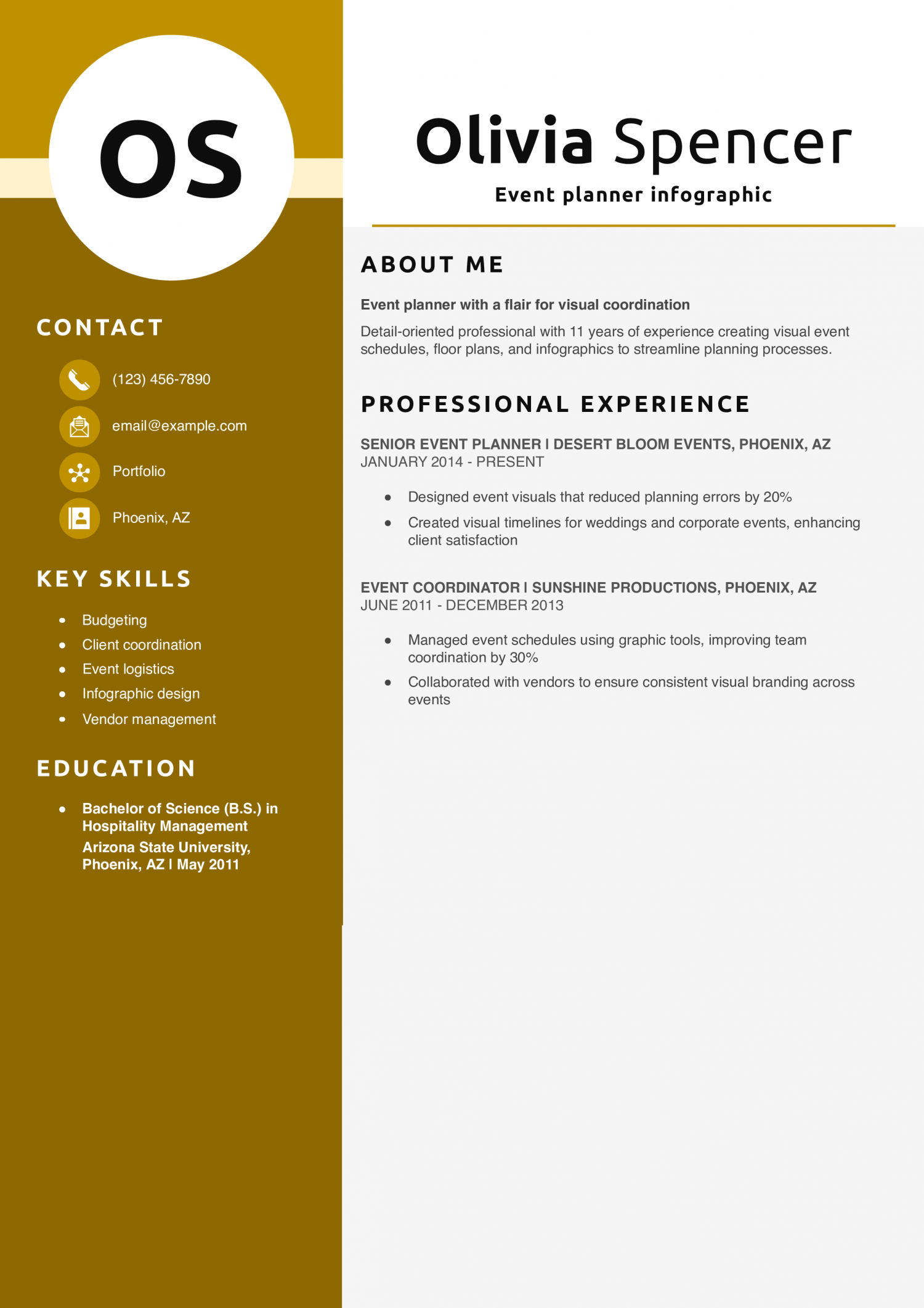 Event planner infographic resume