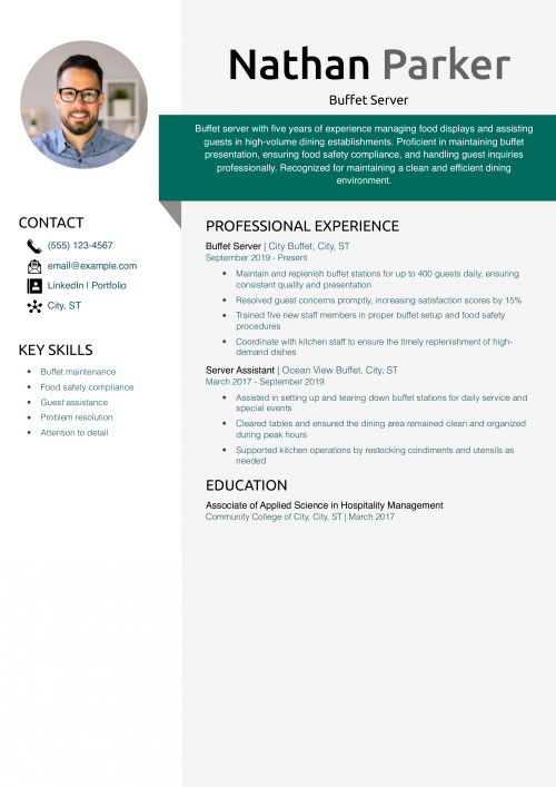 Buffet Server Resume Example