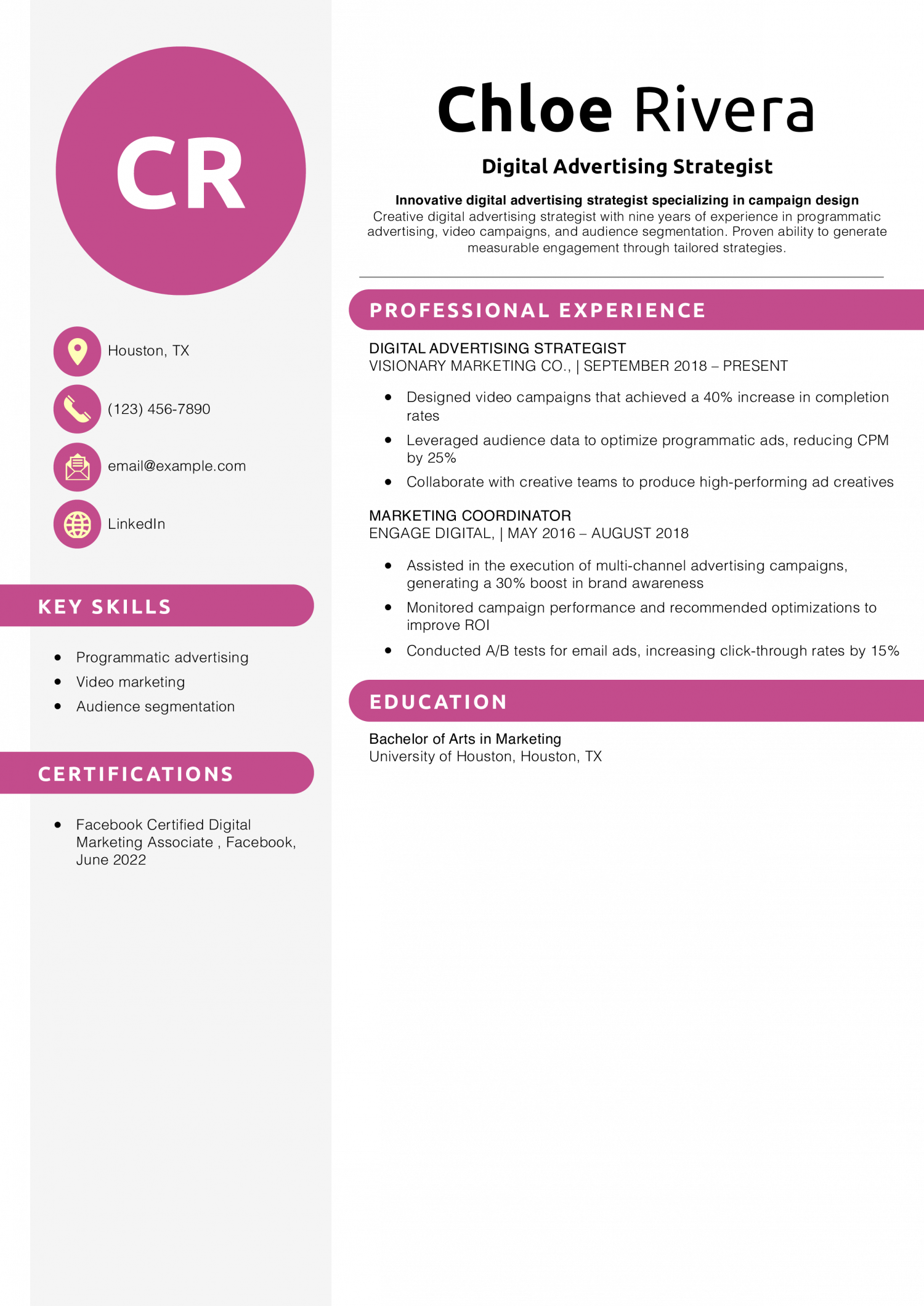 Digital Advertising Strategist Resume