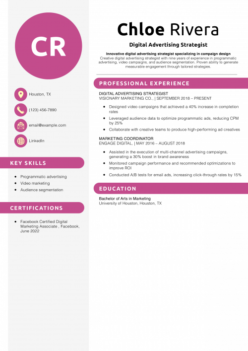 Digital Advertising Strategist Resume