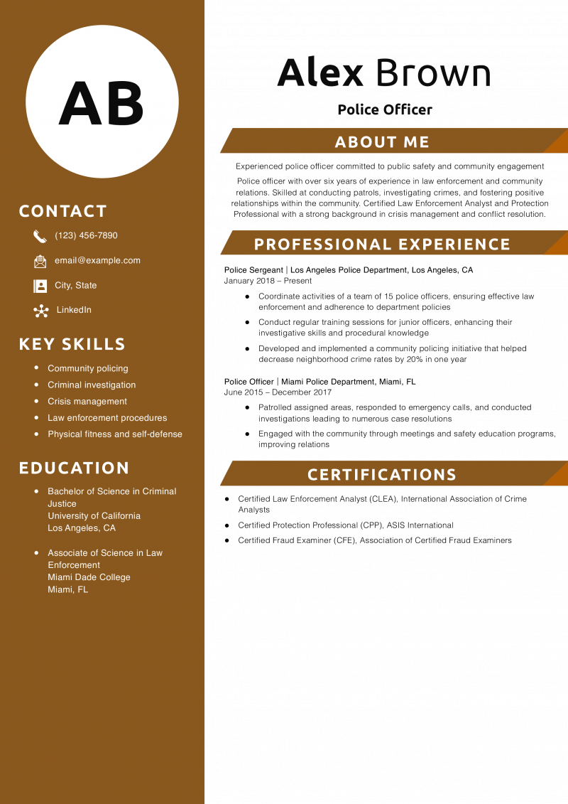 Police Officer Resume Example