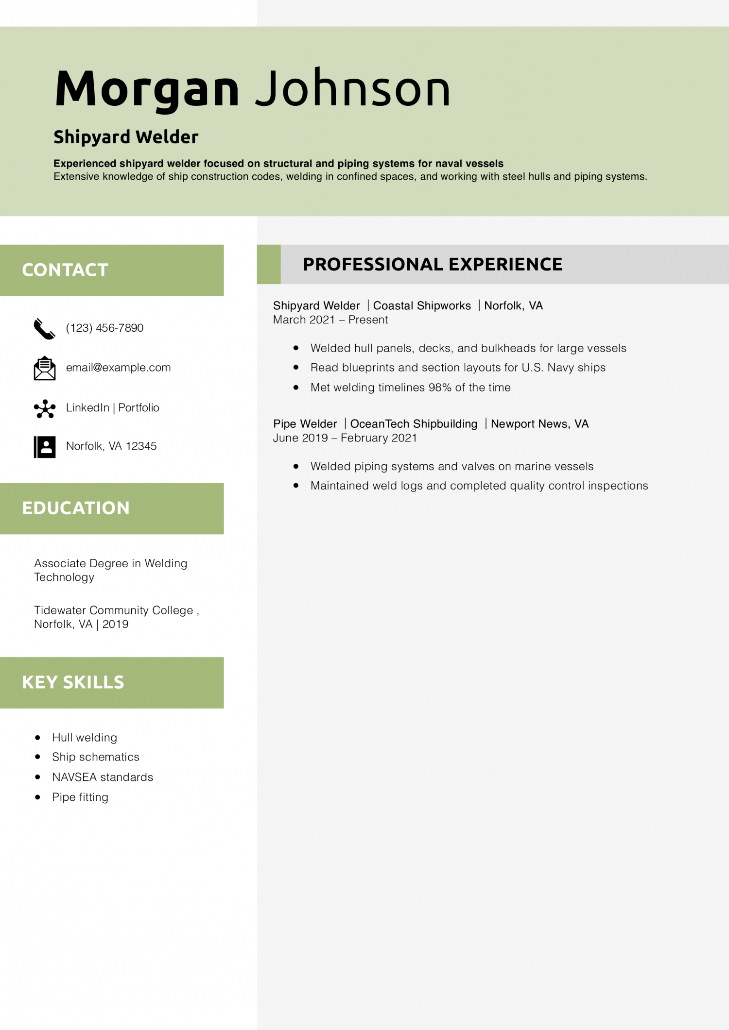 Shipyard Welder Resume Example 