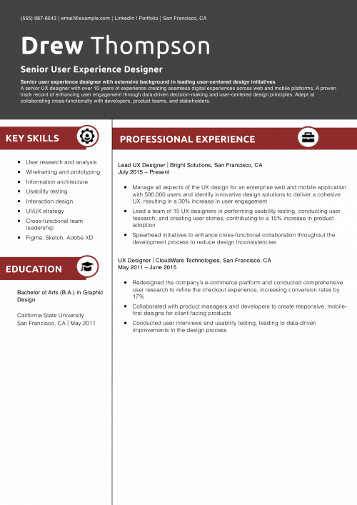 Senior User Experience Designer Resume Example
