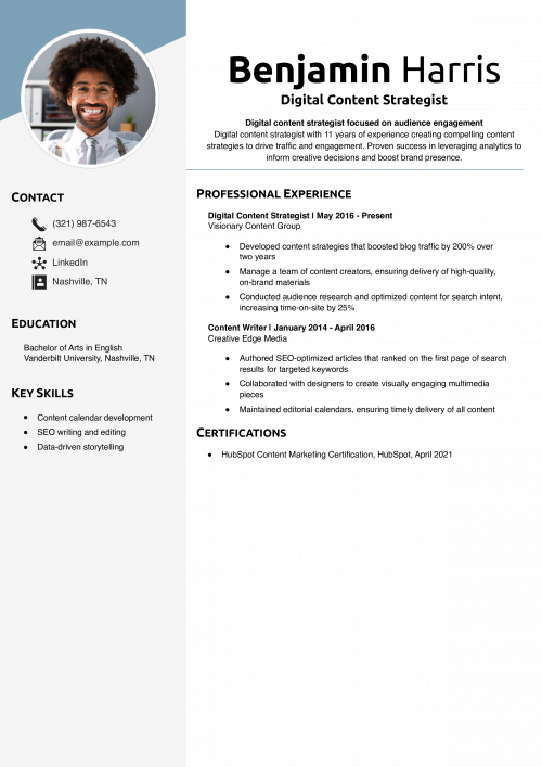 Digital Content Strategist Resume