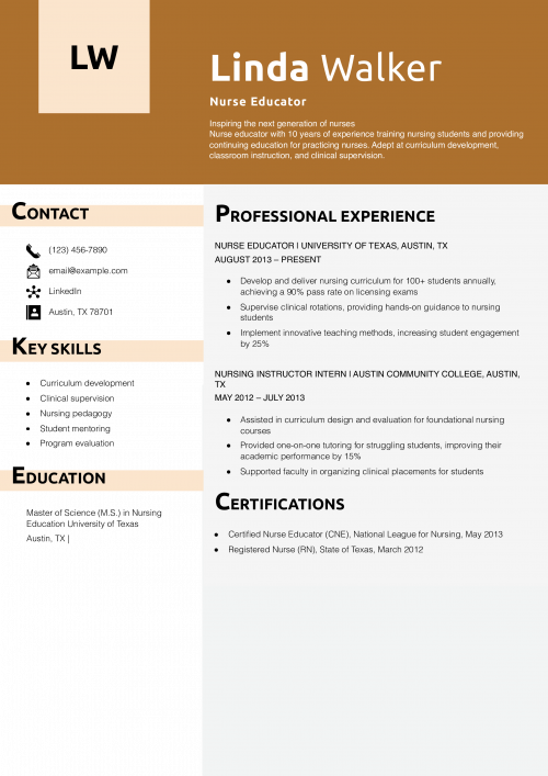 Nurse Educator Resume Example
