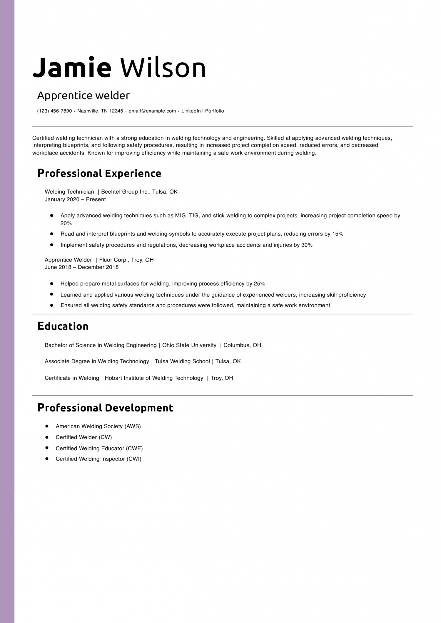 Apprentice welder   