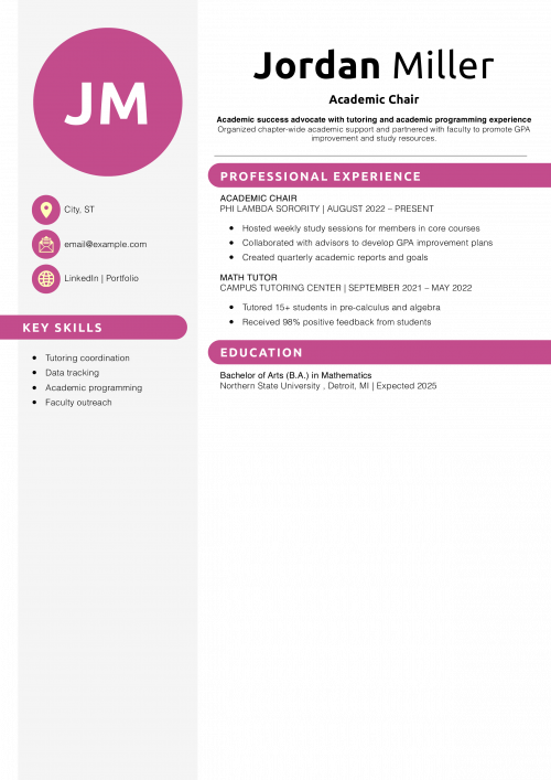 Academic Chair Resume Example 