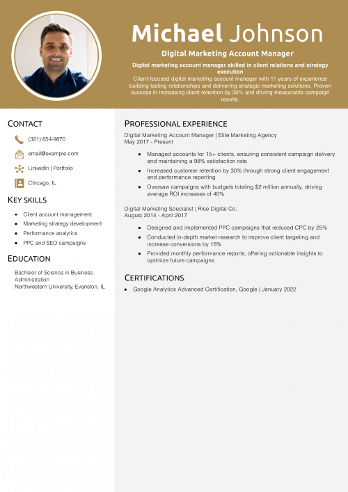 Digital Marketing Account Manager Resume