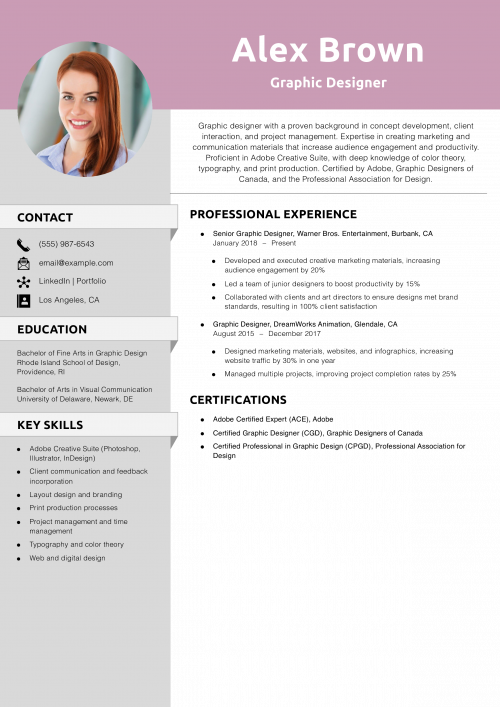Graphic Designer Resume Example
