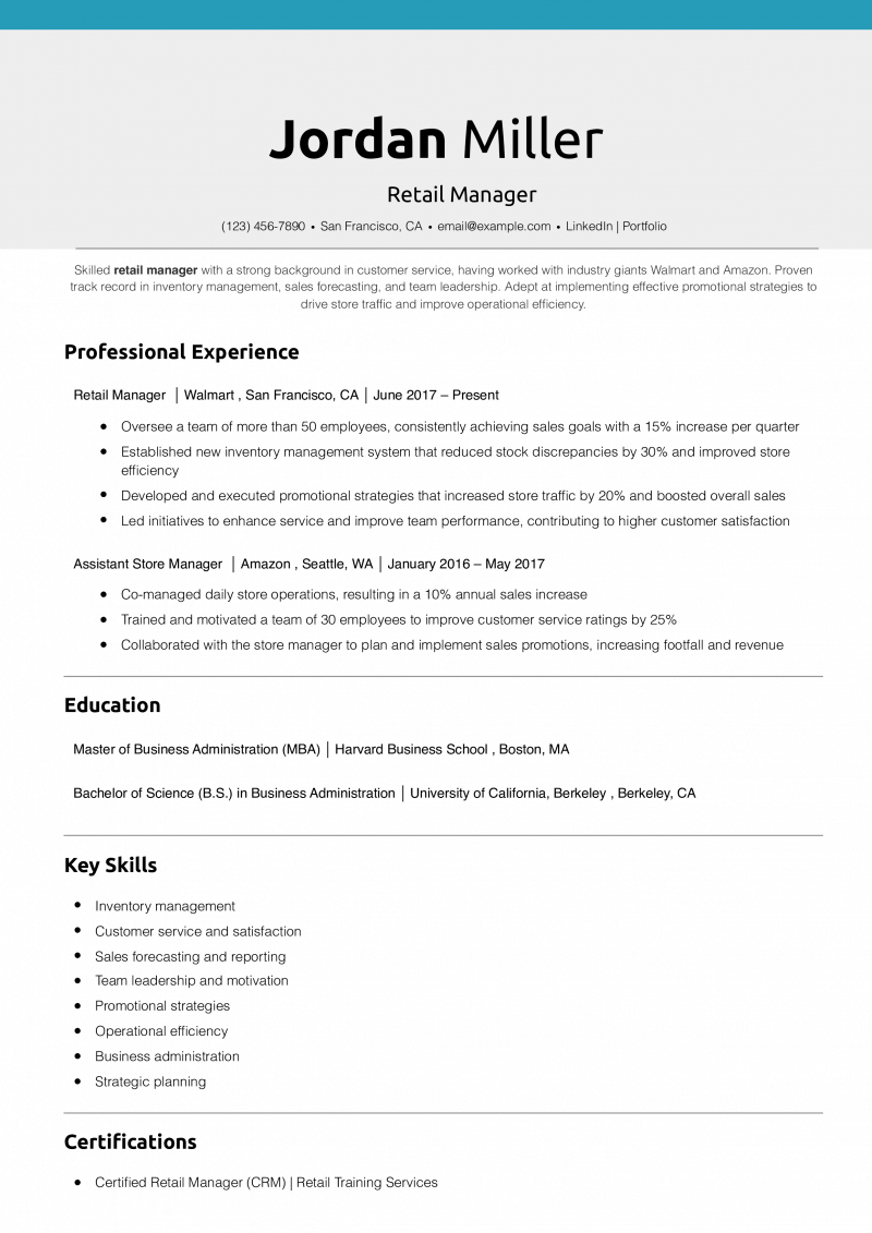 Retail Manager  