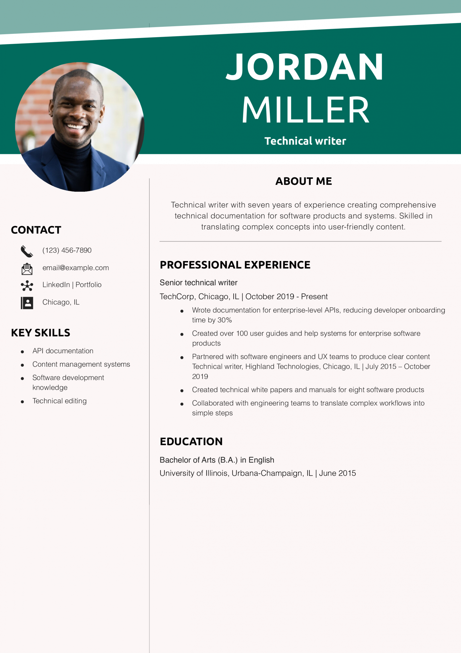 Technical writer resume example 