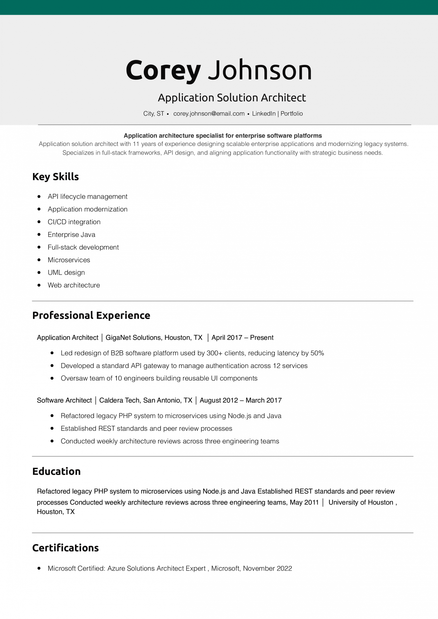 Application Solution Architect Resume