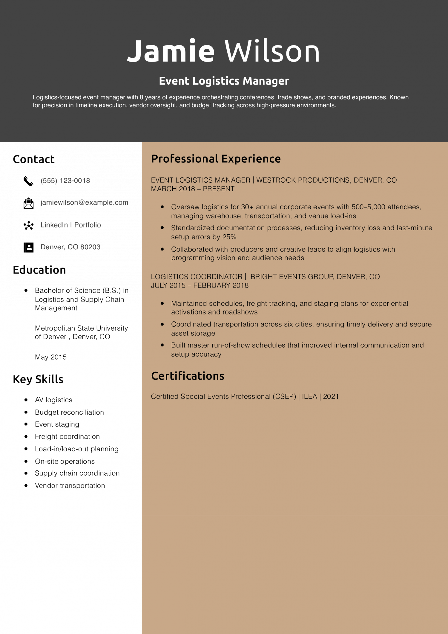 Event Logistics Manager