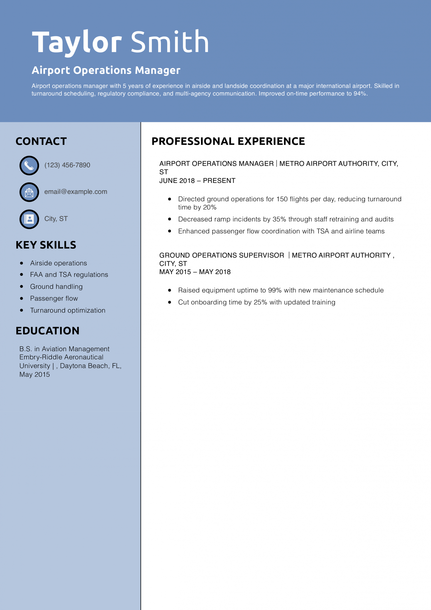 Airport Operations Manager Resume 