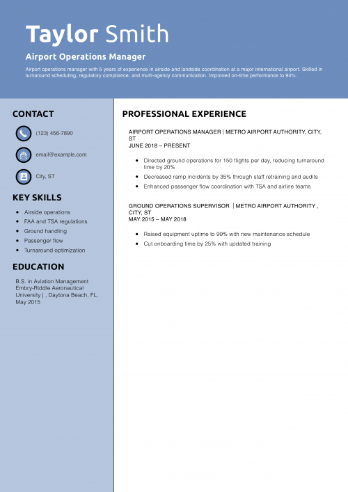 Airport Operations Manager Resume 