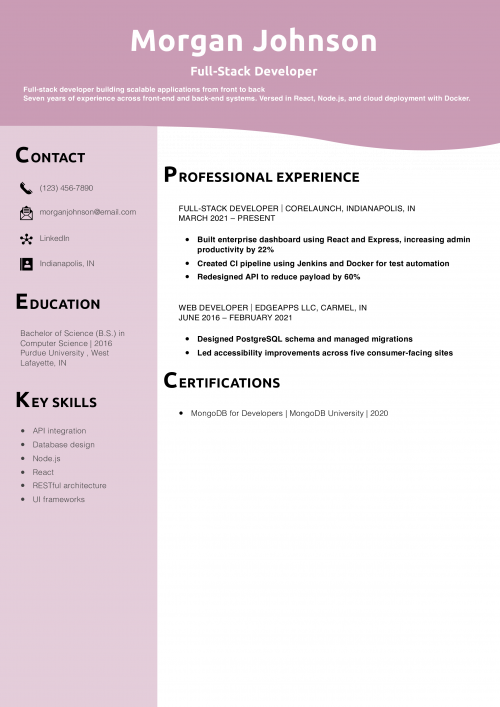 Full-Stack Developer Resume Example