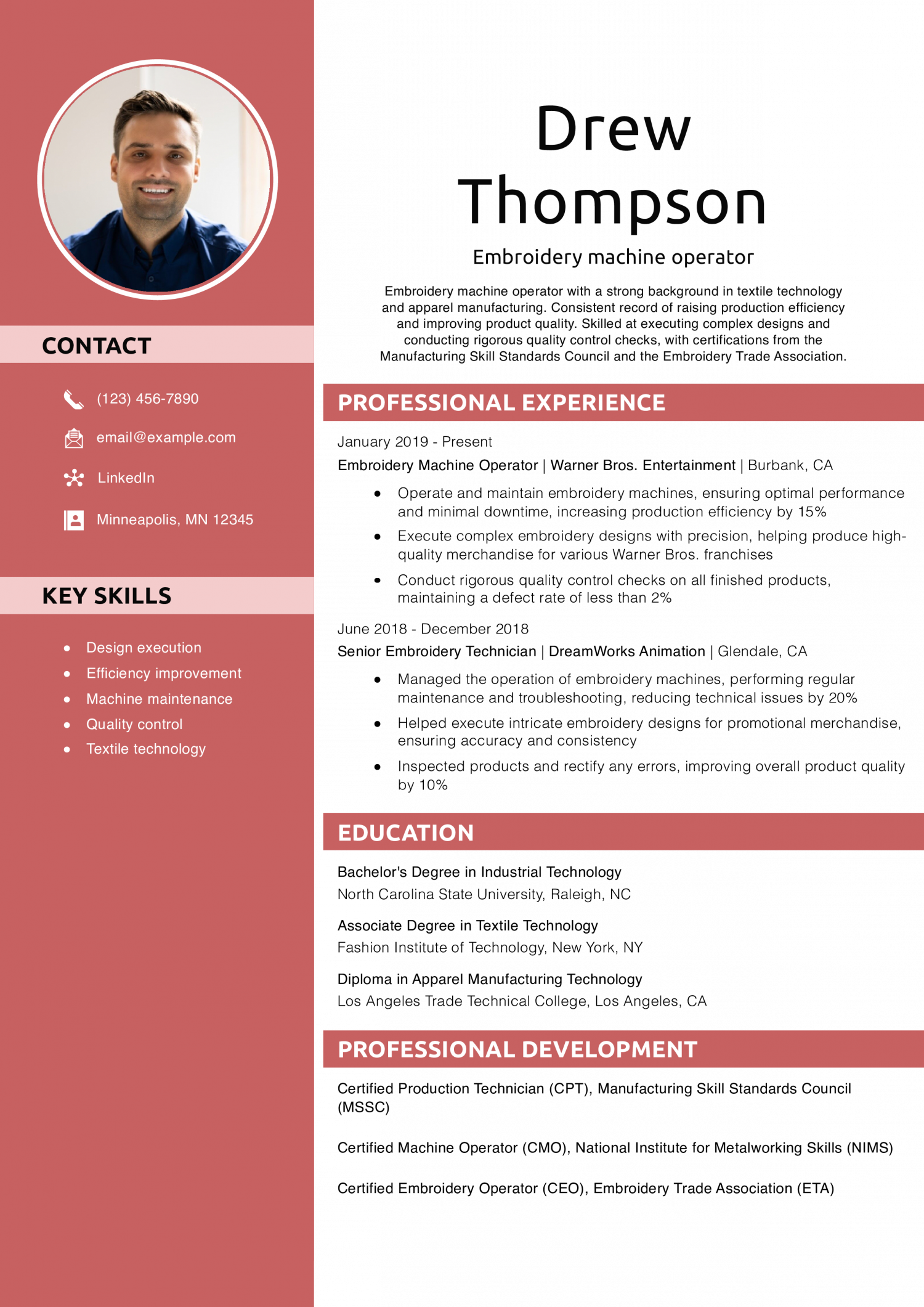 Embroidery machine operator