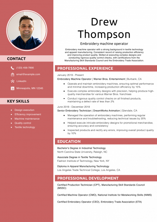Embroidery machine operator  