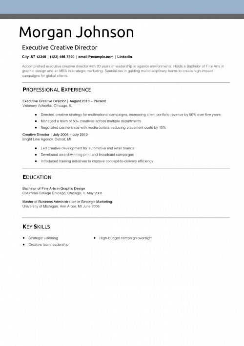 Executive Creative Director Resume Example