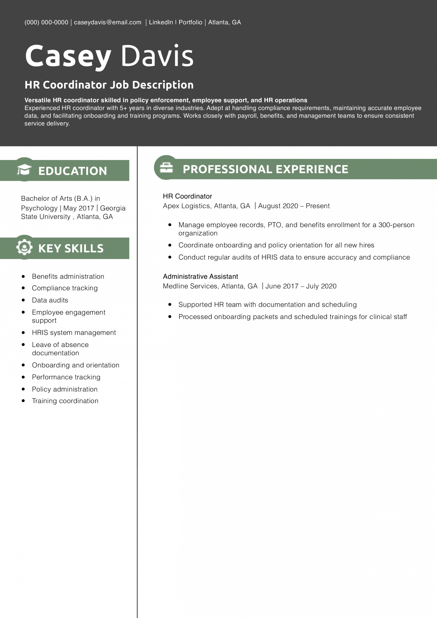 HR Coordinator Job Description Resume 