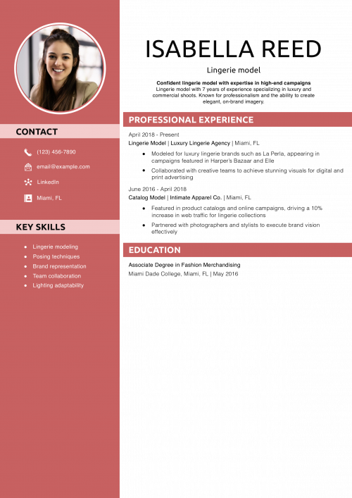 Lingerie model resume