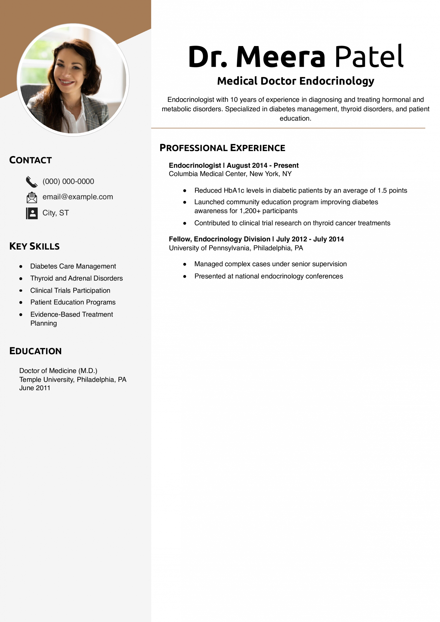 Medical Doctor Endocrinology Resume