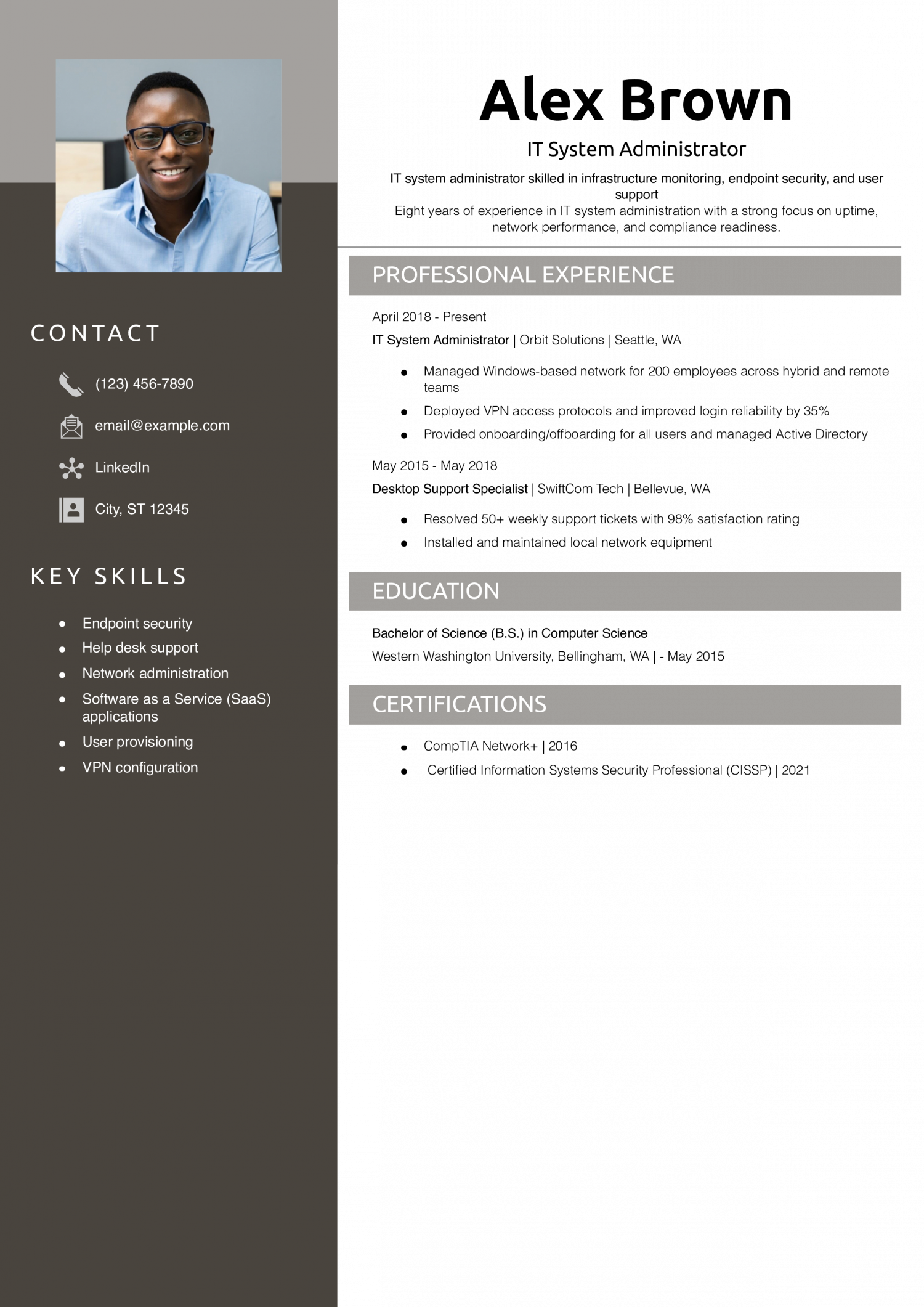 IT System Administrator Resume Example