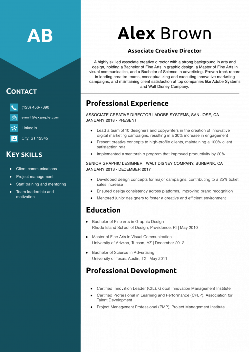 Associate Creative Director Resume Example