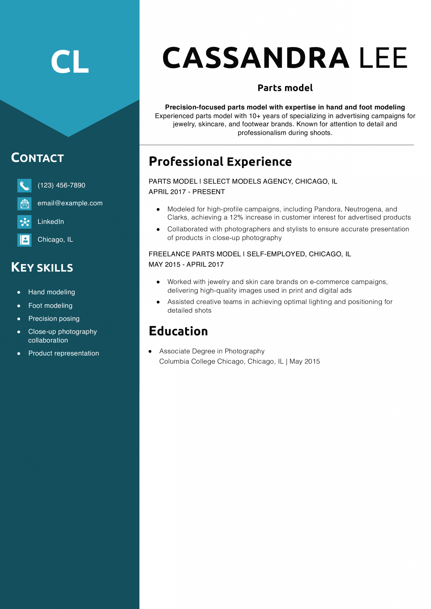Parts model resume