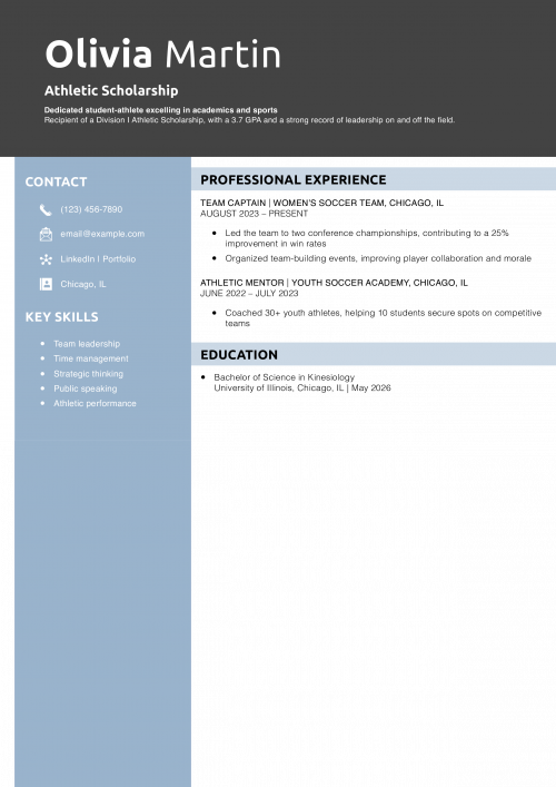 Athletic Scholarship Resume