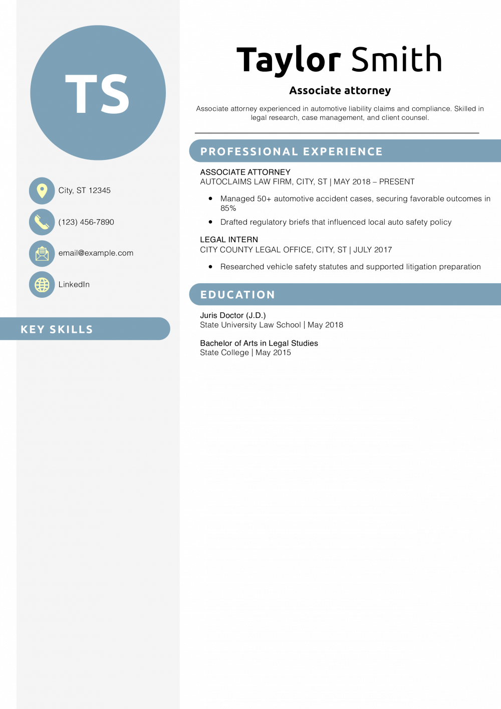 Associate attorney resume example