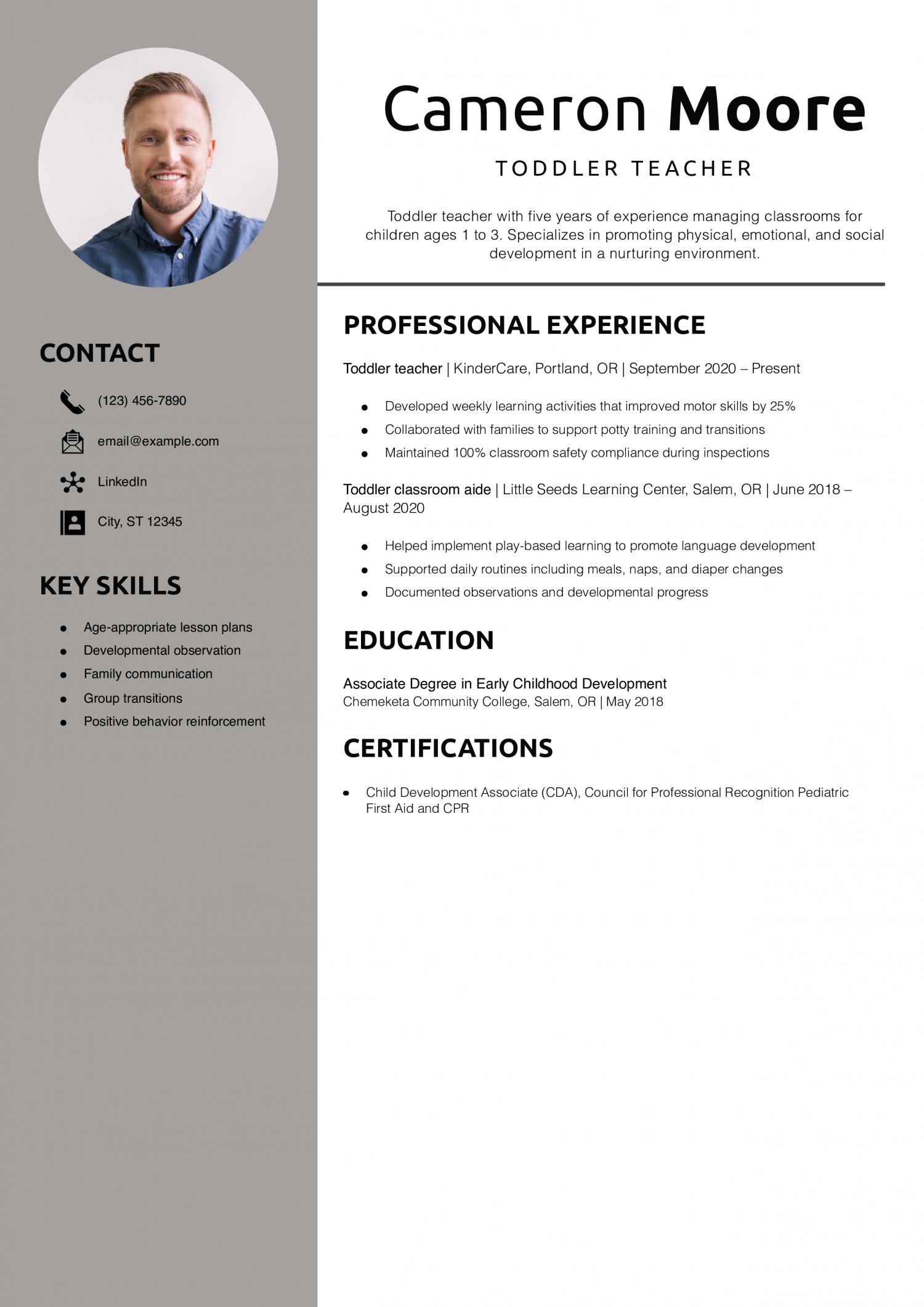 Toddler teacher resume