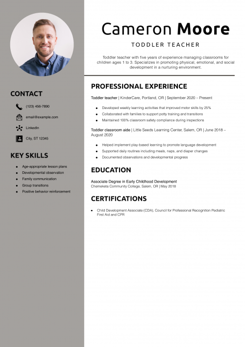 Toddler teacher resume