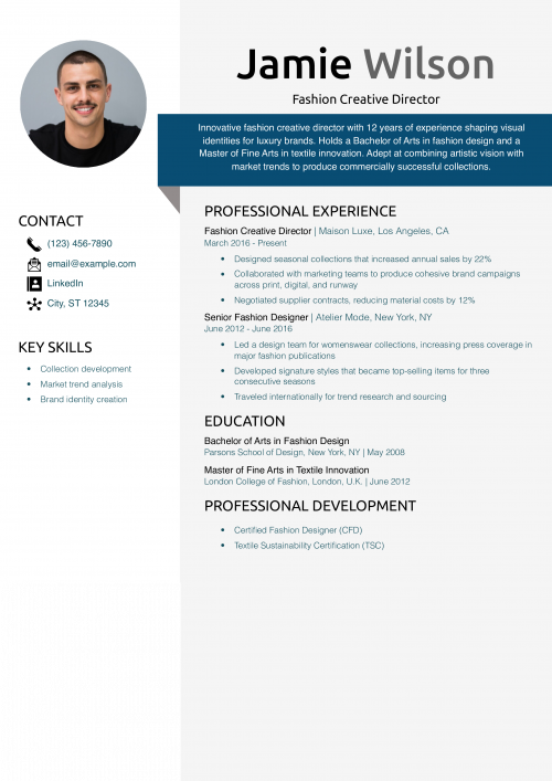 Fashion Creative Director Resume Example